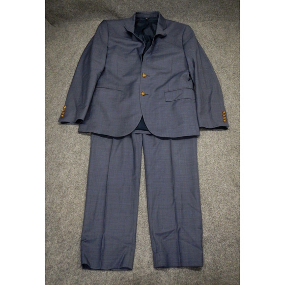 J. Crew Thompson Suit Men's Size 38S Slim Fit Blue w/ Brown Buttons 100% Wool - Picture 1 of 16
